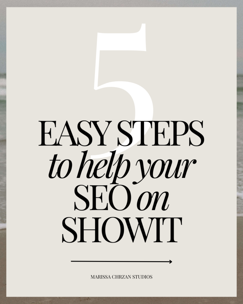 cover image that says five easy steps to help your seo on showit
