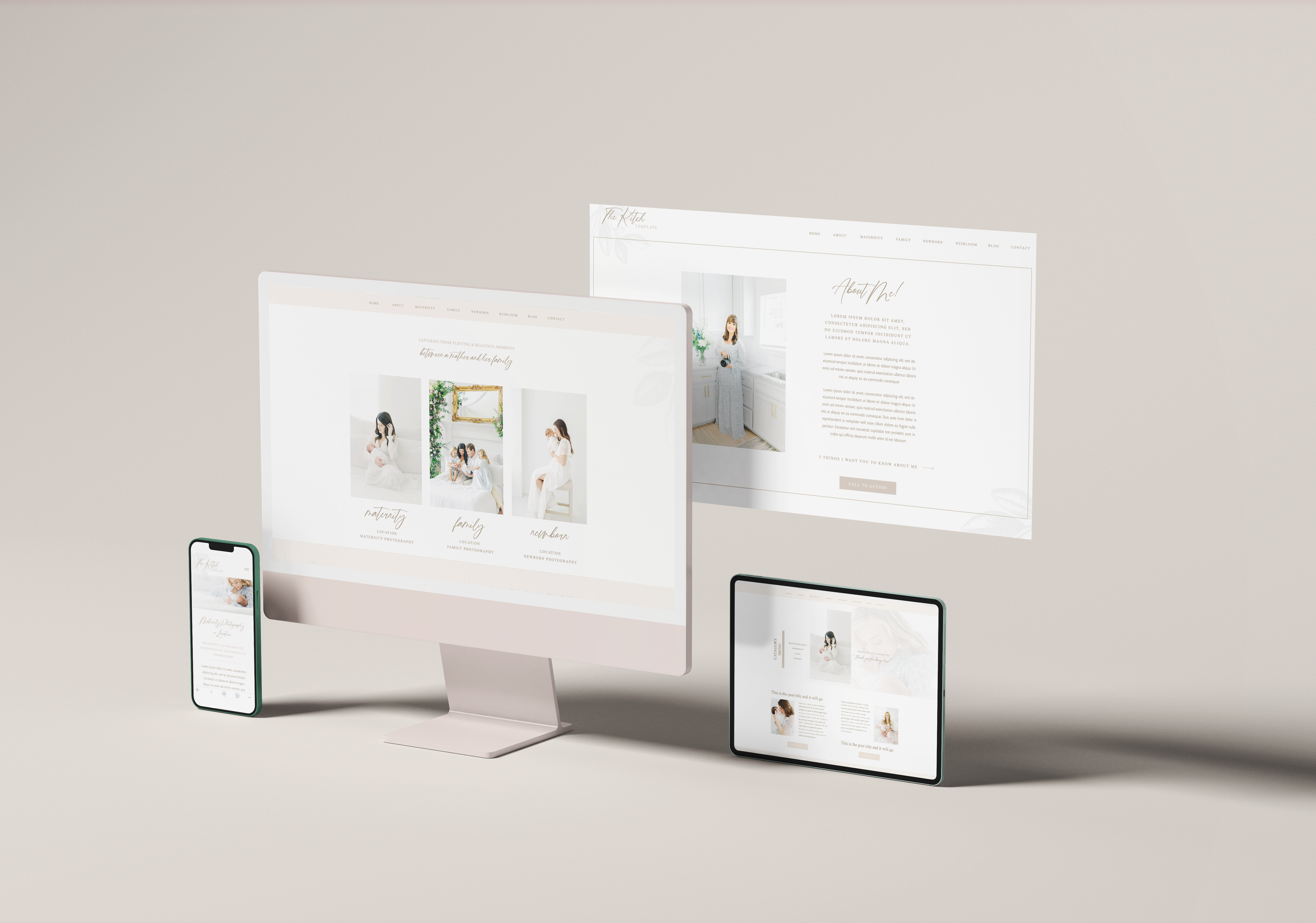 Showit Website Template for Photographers Mockup on various devices