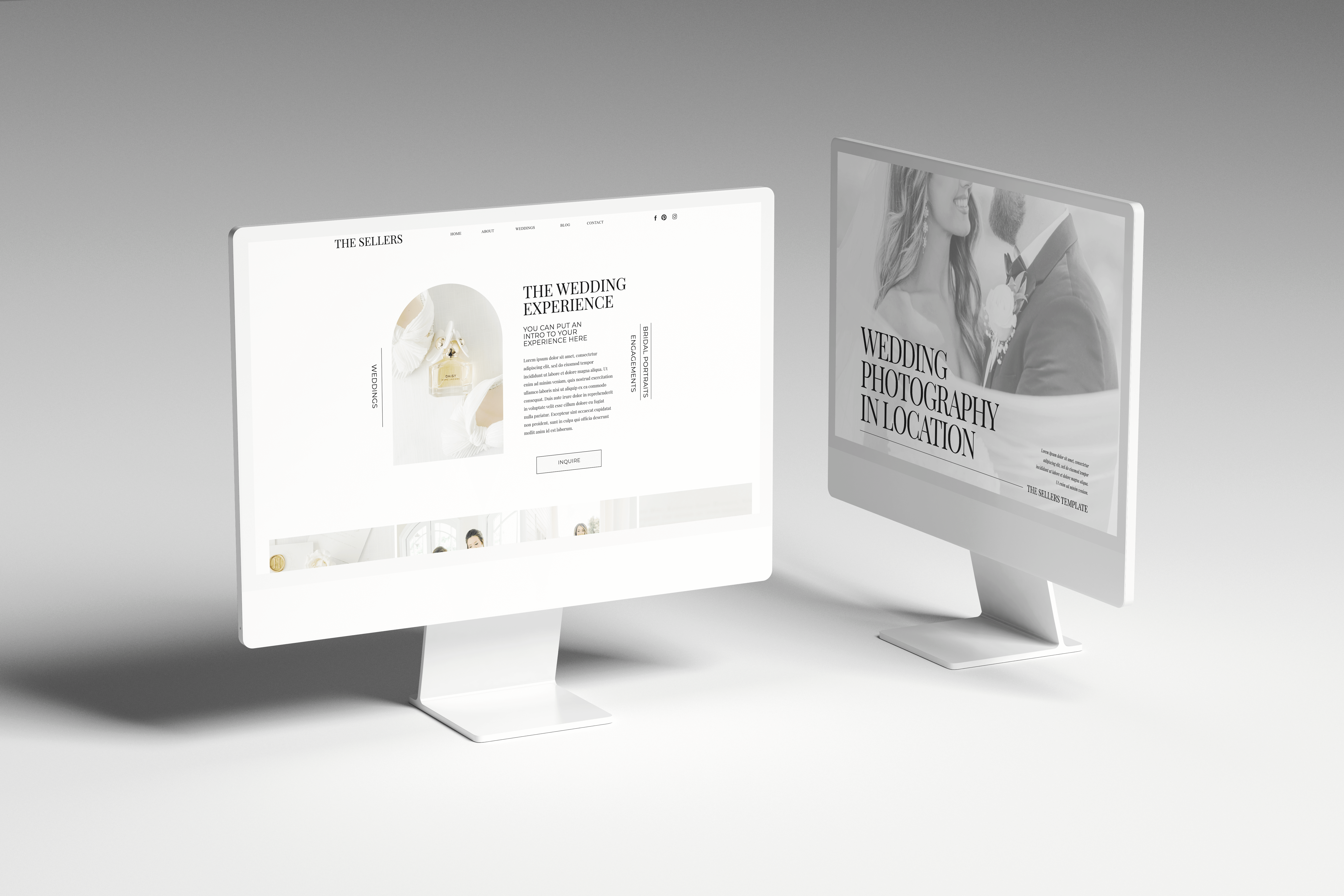 showit wedding website template mocked up on an imac desktop